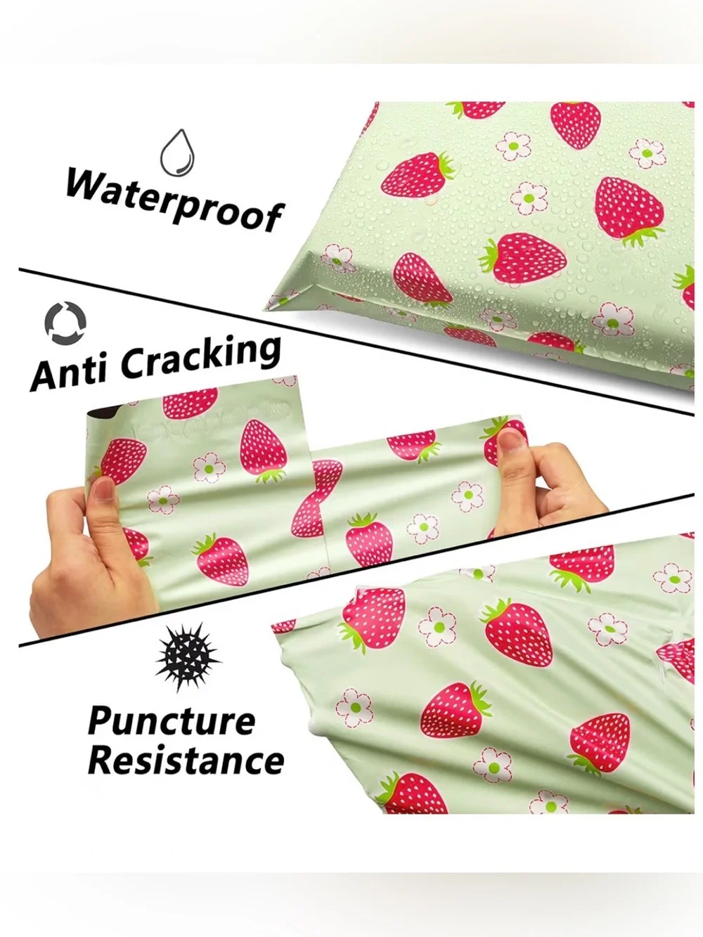 Poly Mailers 10x13 inch, Set of 25 - Strawberry Print